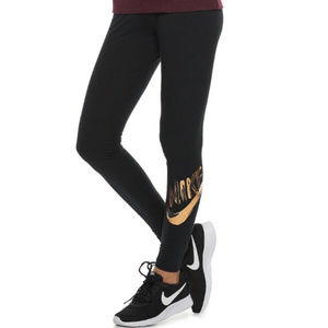 Nike Black Leggings - Gold Accents
